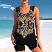 Skirt Style Belly Covered Boxer Pants Large Size Swimsuit
