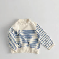 Korean Style Loose Coat Striped Plug-in Knitted Sweater