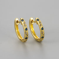 European And American Simple Blue Awn Star Moon Zircon Earrings Simple Stud Earrings