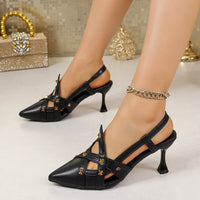 Luxury 2026 Summer New Women's Pointed Toe Rivet Thin Heels Sexy One-Strap High Heel Closed Toe Sandals