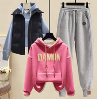 Forest-style Fleece-Lined Sweater Set A Street-Style Three-Piece Outfit For Women This FallWinter