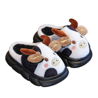 Autumn And Winter Children's Cotton Slippers Cow Fur