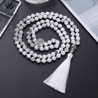 New Chinese-style 108-bead Natural White Turquoise Necklace