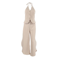 Womens Designer V-Neck Sleeveless Tank Top And Slit Dagger Pants Two-Piece Set