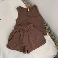 Internet Hot Korean Style Retro Mori Style Striped Vest Shorts