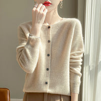 Round Neck Sweater Women's Simple All-match Cashmere Knitted Cardigan