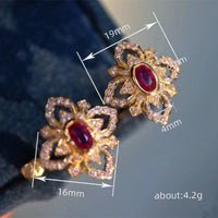 Vintage High-end Flower-shaped Earrings With Rhinestones