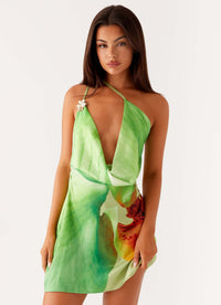 Summer Slash-Neck One-Shoulder Crossbody Sexy Printed Dress