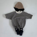 Autumn Newborn Baby Black And White Grid Loose Casual One-piece