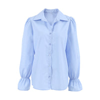Elegant Design Simple Women's Bell Sleeve Solid Color Shirt