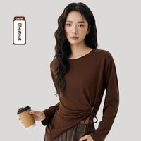 Modal Side Sexy Cutout Drawstring Loose Breathable Pilates Sports Blouse