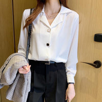 Womens Stylish Long-sleeve Shirt With A Suit-style Collar