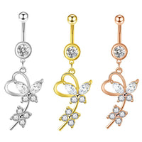 European And American Simple Butterfly Flower Belly Button Button Body Piercing Accessories Nightclub