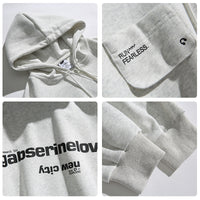 Retro Hooded Sweater Men And Women Irregular Zipper