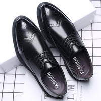 New Men's Brogue Leather Business Casual British Formal Leather Shoes