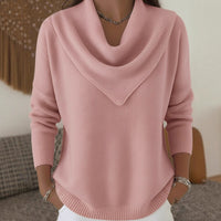 Womens Solid-color Long-sleeve Sweater Top