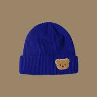Knitted Wool Warm Hat Embroidered Bear Hat
