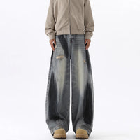 Men's American-style Splash-ink Ripped Machete Jeans