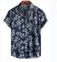 Digital Printing Feather Short Sleeve Lapel Loose Shirt