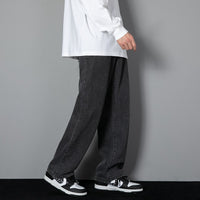 Men's Slimming Leisure Hong Kong Style Denim Straight-leg Pants