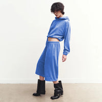 Womens Hooded Long-Sleeve Top And Elastic-Waist Shorts Set