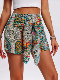 Slimming Lace Up Printed Irregular Skirt For Women