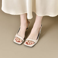 Summer New French Style Square Toe Large Size Sandals Stiletto Sandals
