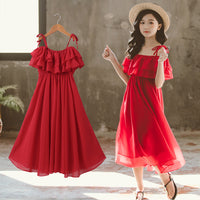 Girls' Dress With Suspenders And Big Skirt