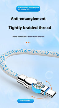 Double Bend Rotating Blue And White Porcelain Type-c Fast Charge Data Cable