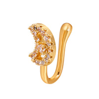 Brass Inlaid Zircon Star Heart Crown Nose Ring