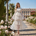 Stand-collar Embroidered Ruffled Maxi Dress