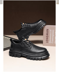 Genuine Leather Breathable Platform Height Increasing Work Casual Shoes