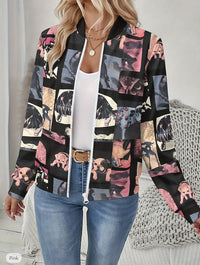 Autumn Printed Cardigan Women's Casual Baseball Jacket