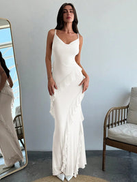 Sleeveless Slip Dress With A Slim Fit And Ruffled Hem