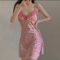 Ice And Snow Silk Leopard Nightdress Sexy V-neck