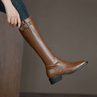 High-grade Below The Knee Slimming Chunky Heel Knight