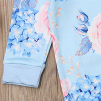 Girls' Long-sleeved Flower Climbing Romper And Headband Jumpsuit