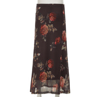 Women's Soft Printed Mesh Midi Skirt