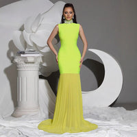Women's Bandage Mesh-Panel Long Dress