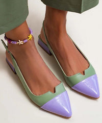 Spring Summer New Women's Shoes Pointed Flat Bottom Pumps Color Matching Low Heel Shoes