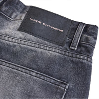 American-style Retro Street Washed Leg White Cat Beard Corrugated Cropped Pants