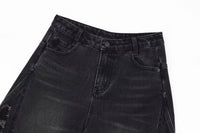 Washed Old Worn Cat Beard Denim Shorts