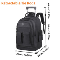 Large Capacity Travel Backpack With Wheels, Multi Layer Trolley Luggage Bag, Multifunctional Weekender Overnight Bag Rucksack