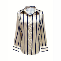 Blue Apricot Vertical Stripe Shirt Top Women's
