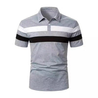 Striped Stitching Fashion Casual Button Short Sleeve