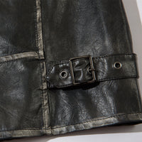 American Street Niche Loose Lapel Patchwork Leather Coat