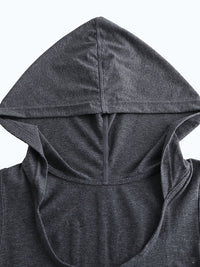Solid Hooded Sleeveless Cardigan Bodysuit