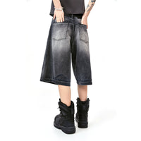 American-style Retro Street Washed Leg White Cat Beard Corrugated Cropped Pants