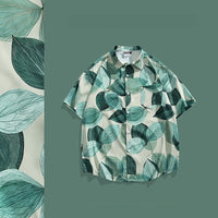 New Chinese Style Ice Silk Men's Breathable Floral New Guo Feng Lapel Vintage Shirt