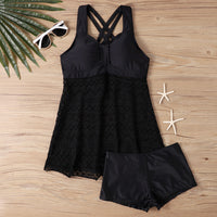 High Waist Plus Size Openwork Mesh Swimsuit Girl